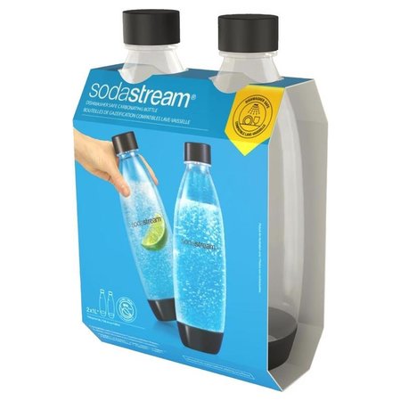 SODASTREAM Black 1 L Carbonator Bottle , 2PK 1741260010